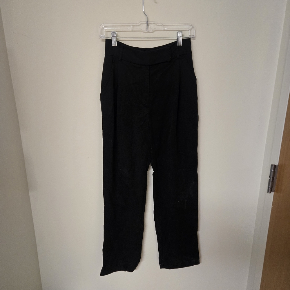 Reformation Black Straight Wide Leg Pants